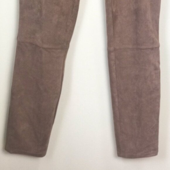 Max Studio NEW Faux Suede High Waist Pant Stretch Minimalist Neutral Leggings XS - Picture 4 of 15